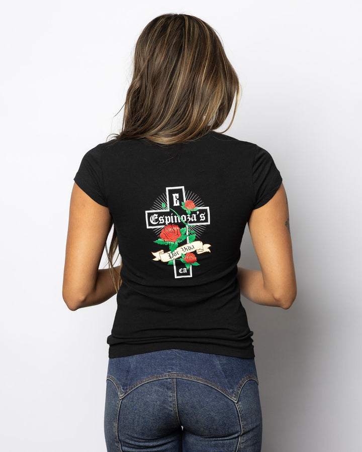 POR VIDA LADIES V - NECK TEE - Espinoza's Leather