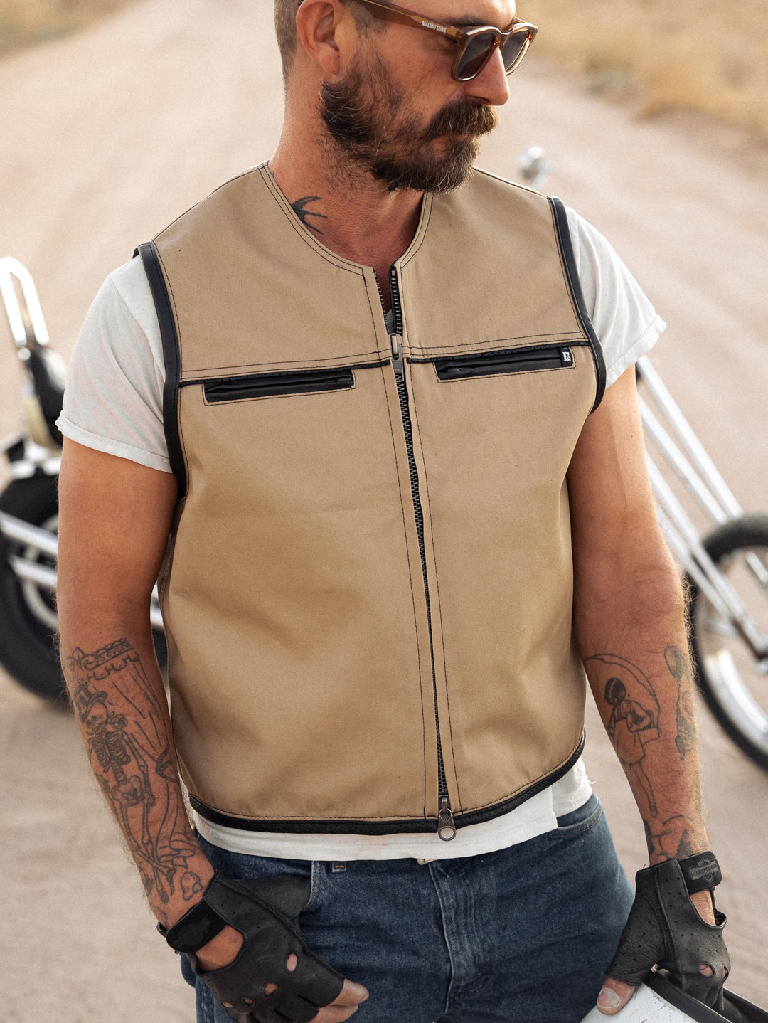 Utility Vest Khaki - Espinoza's Leather