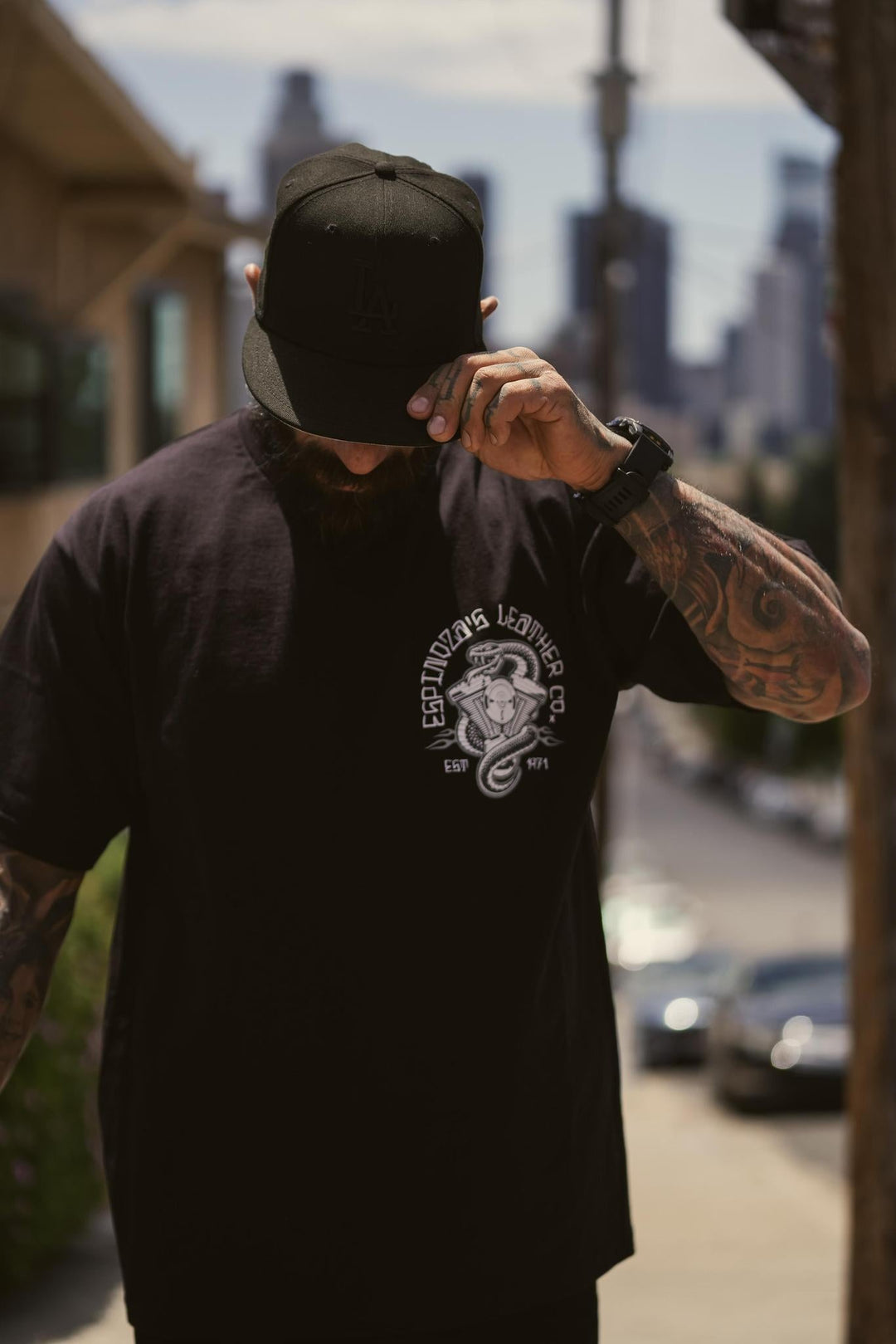 V - Twin Snake Tee - Espinoza's Leather