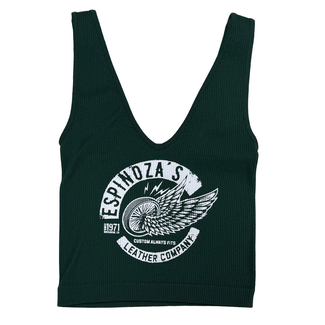 Winged Wheel Womens Cropped Tank - Espinoza's Leather