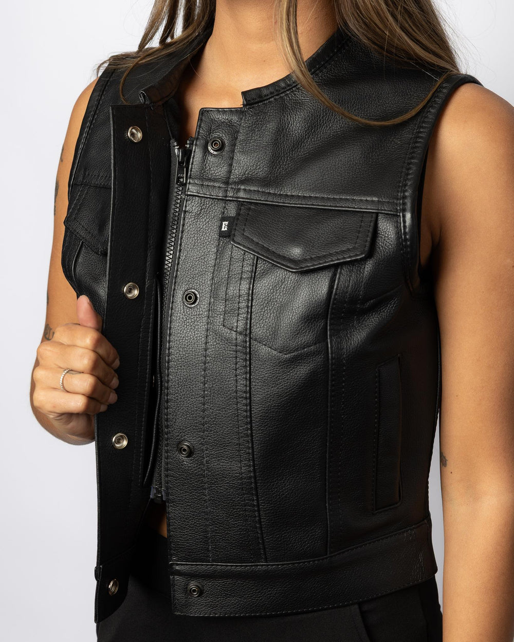 Women's "In Stock" All Leather Club Vest - Espinoza's Leather