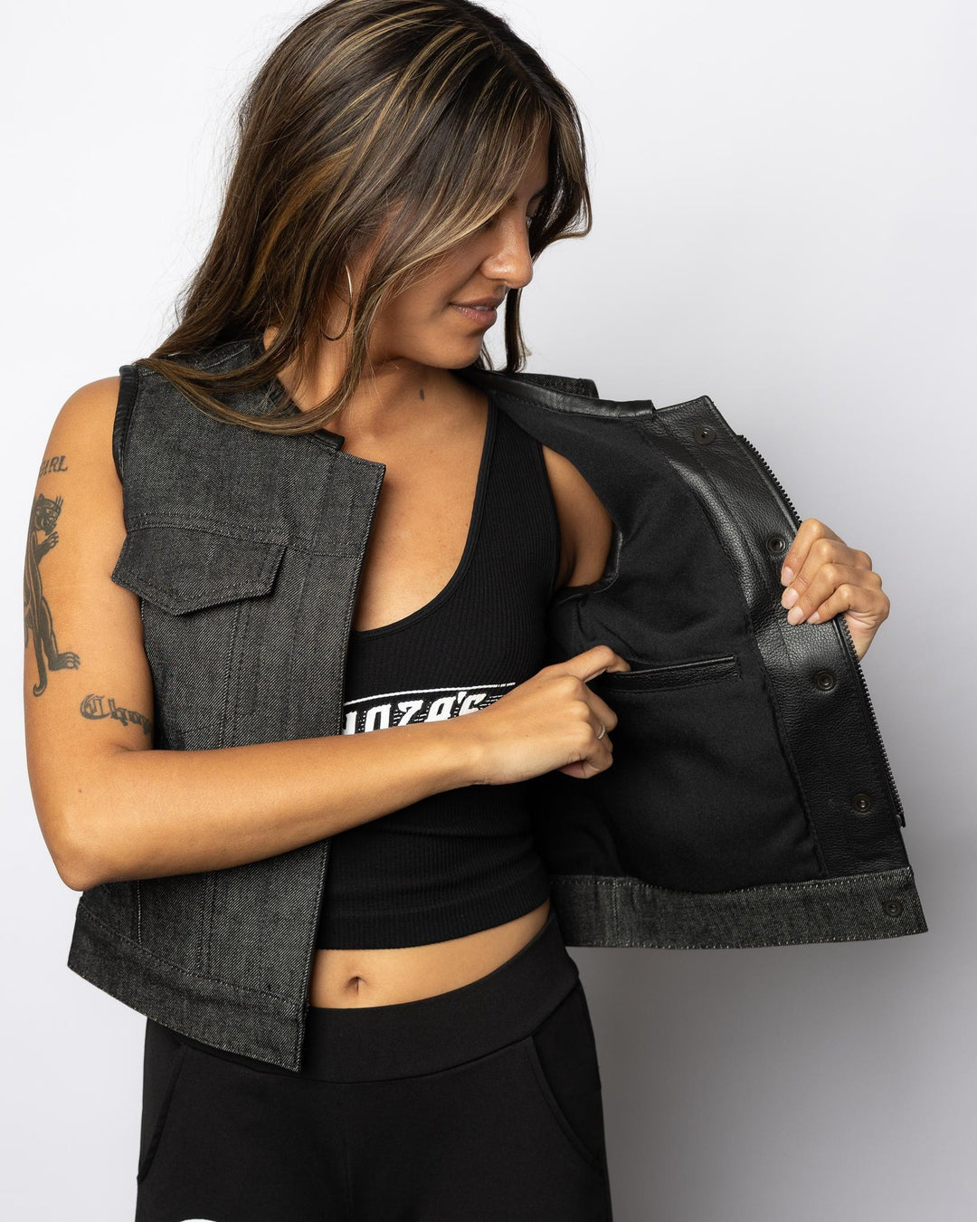 WOMEN'S "IN STOCK" STONEWASH DENIM CLUBVEST - Espinoza's Leather