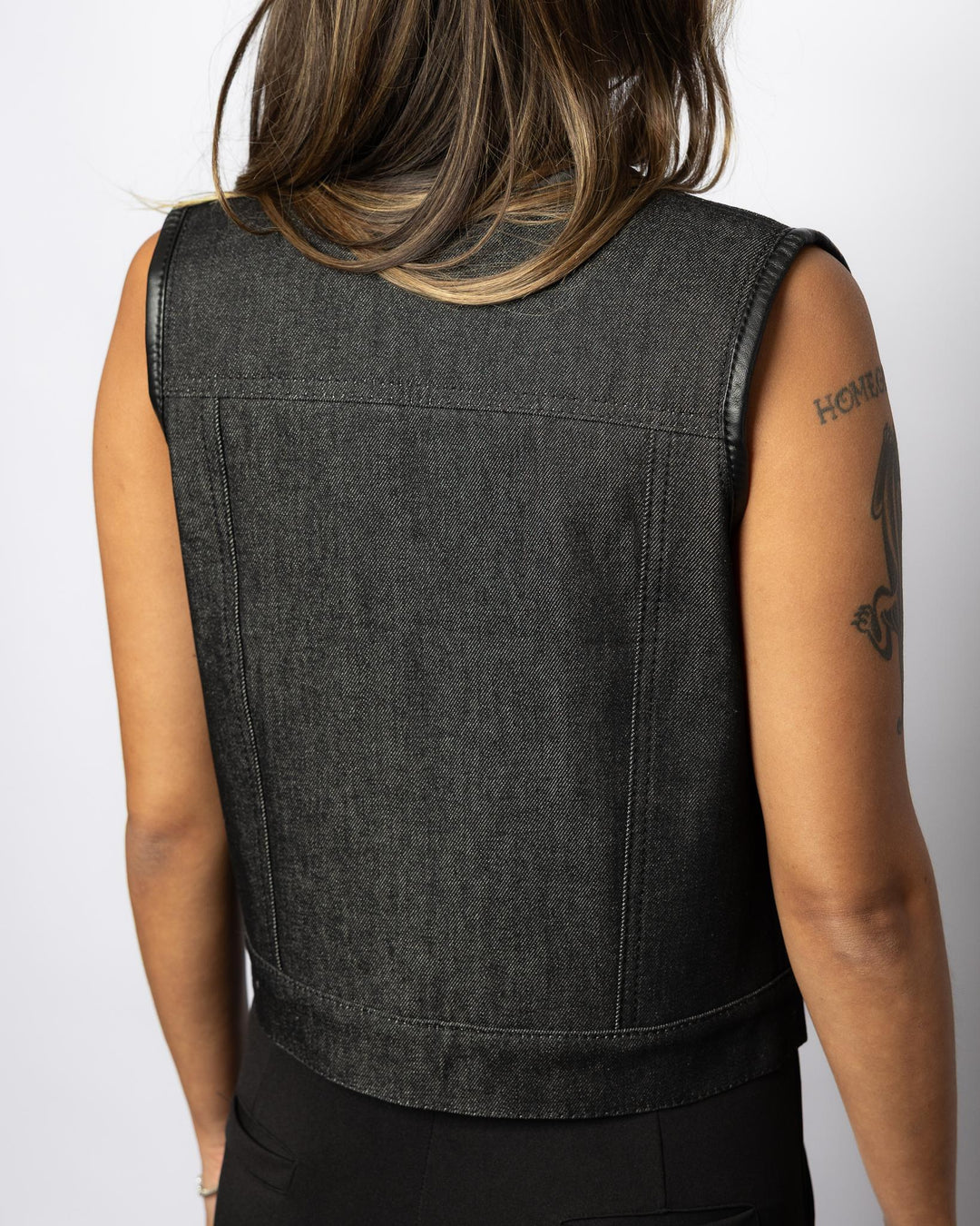 WOMEN'S "IN STOCK" STONEWASH DENIM CLUBVEST - Espinoza's Leather