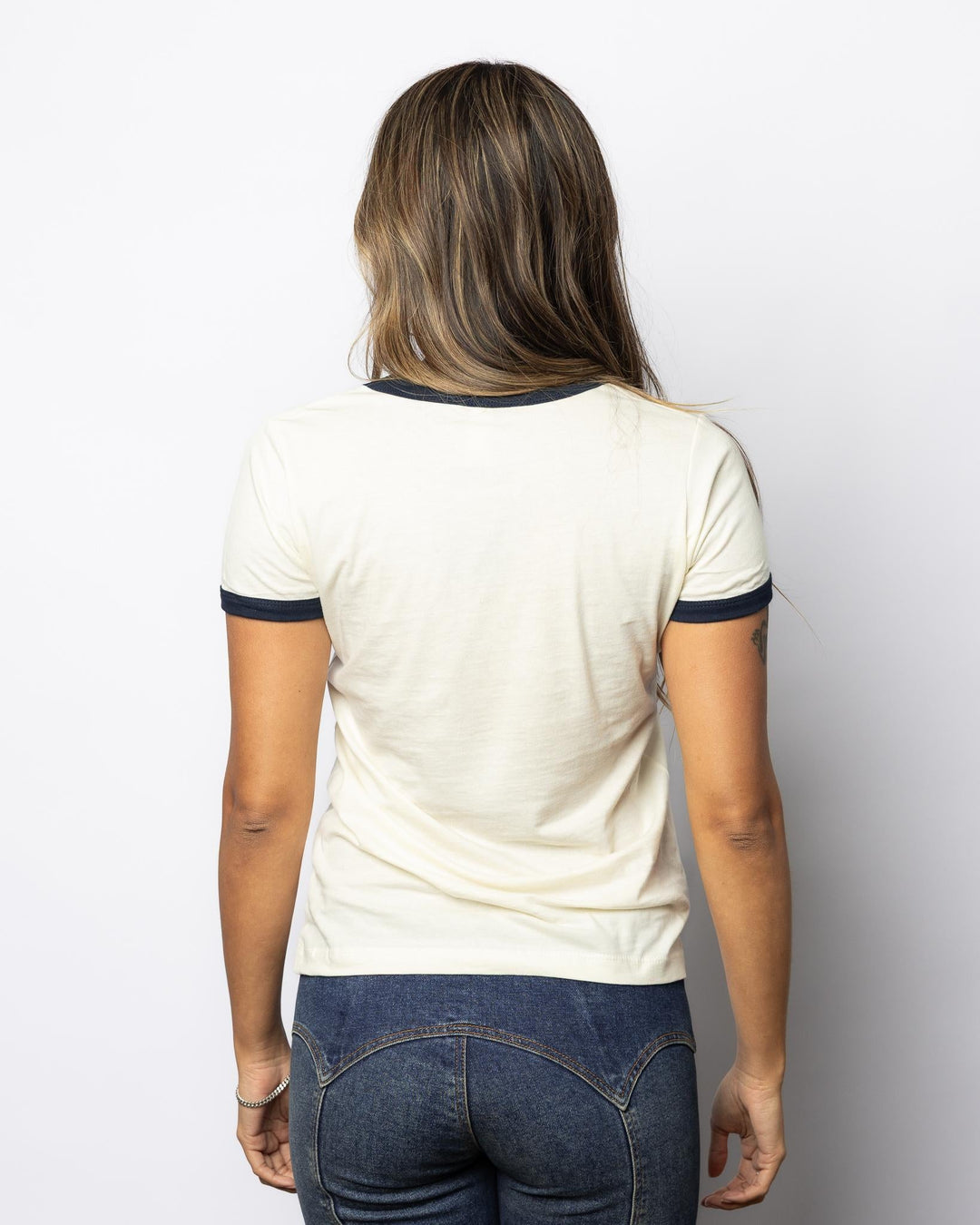 Womens Ringer Tee - Cream - Espinoza's Leather