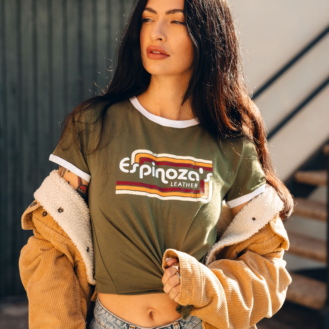 Womens Ringer Tee - Green - Espinoza's Leather