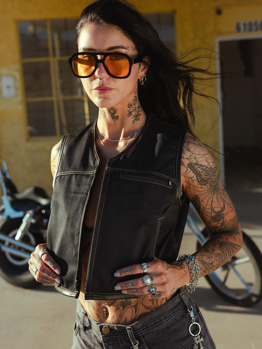 Womens Utility Vest Black - Espinoza's Leather