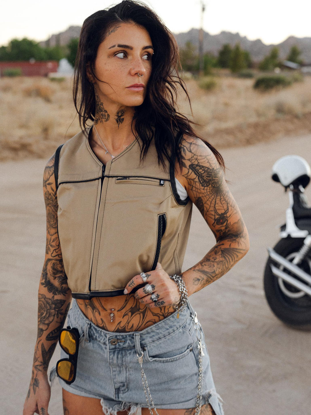 Womens Utility Vest Khaki - Espinoza's Leather