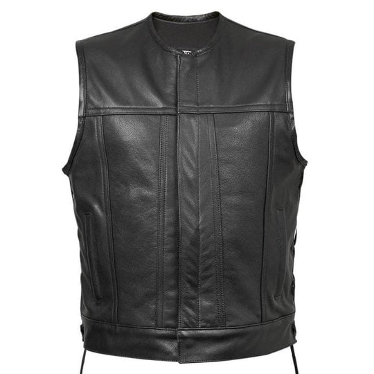 Espinoza's Leather Men's Denim And Leather Vest
