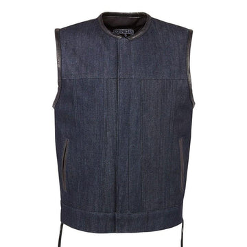 Espinoza's Leather Men's Denim And Leather Vest