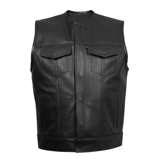 Espinoza's Leather Men's Denim And Leather Vest