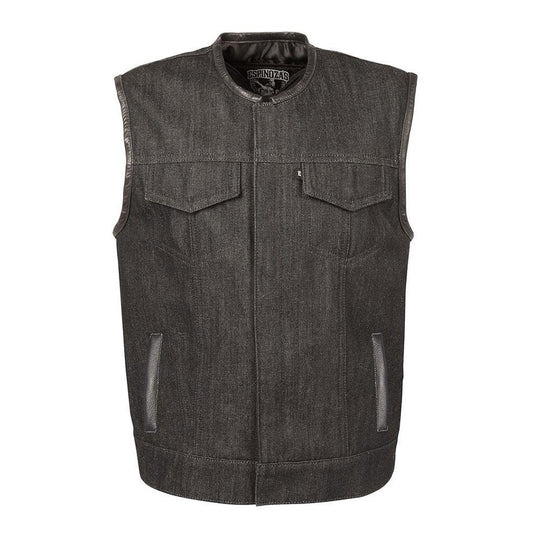 Espinoza's Leather Men's Denim And Leather Vest