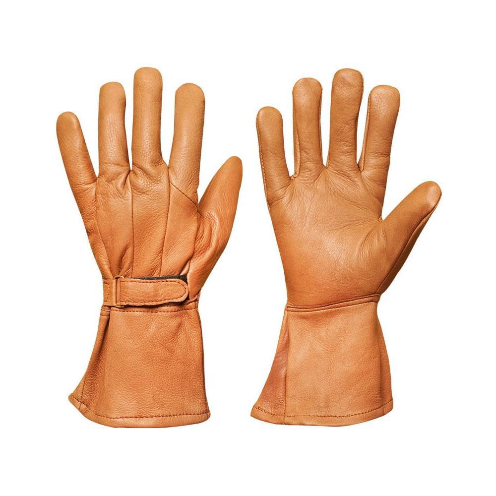 Deer Skin Brown Leather Gauntlet Gloves 822
