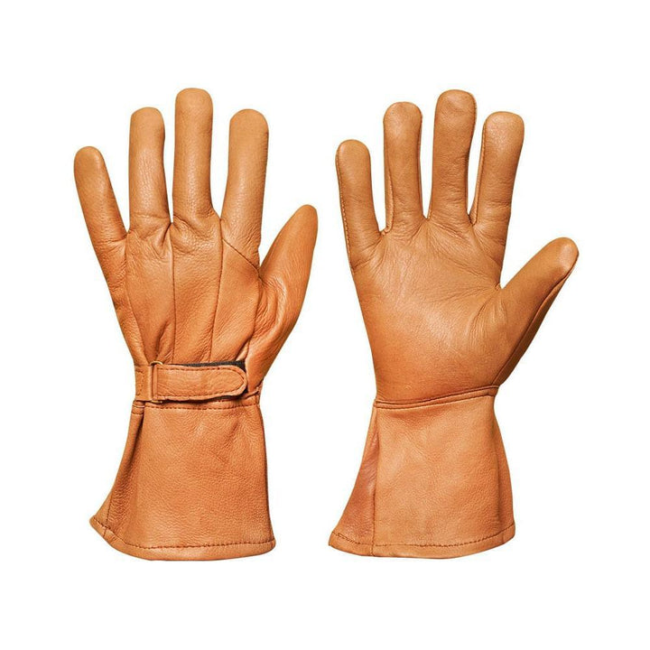 Deer Skin Brown Leather Gauntlet Gloves 822