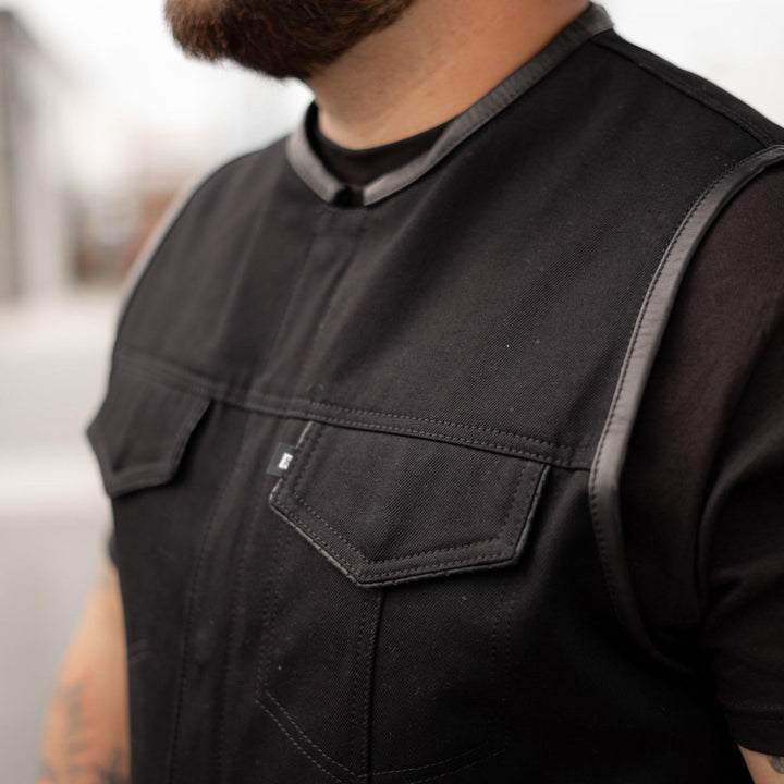 Black Vans Denim Vest - Espinoza's Leather