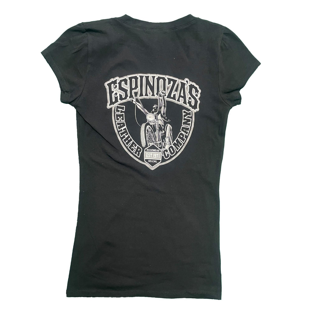 Classic Logo Womens V-Neck Black - Espinoza's Leather