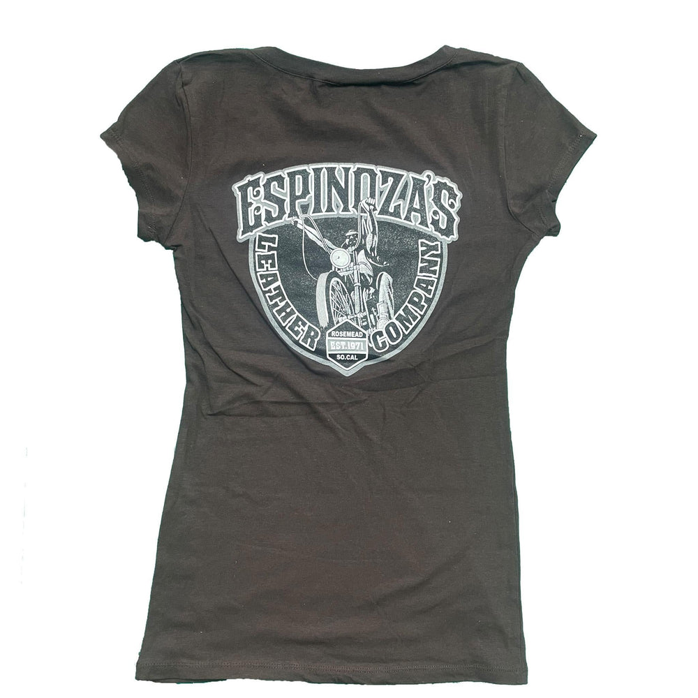 Classic Logo Womens V-Neck Brown - Espinoza's Leather