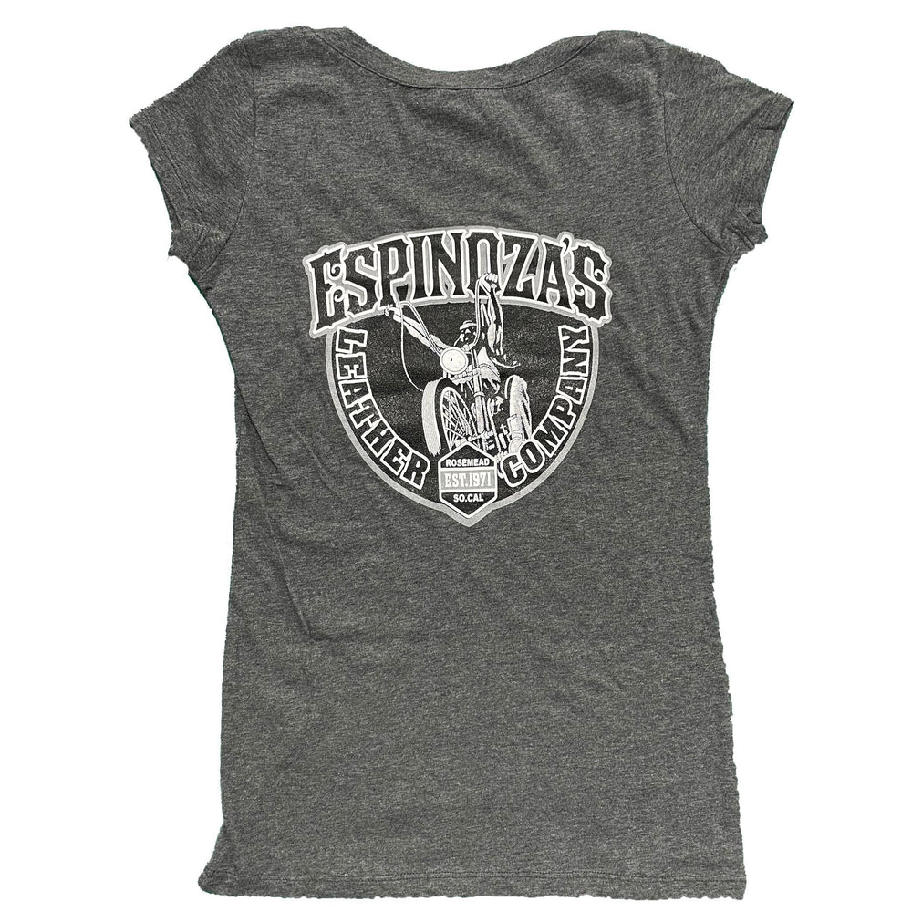 Classic Logo Womens V-Neck Grey - Espinoza's Leather