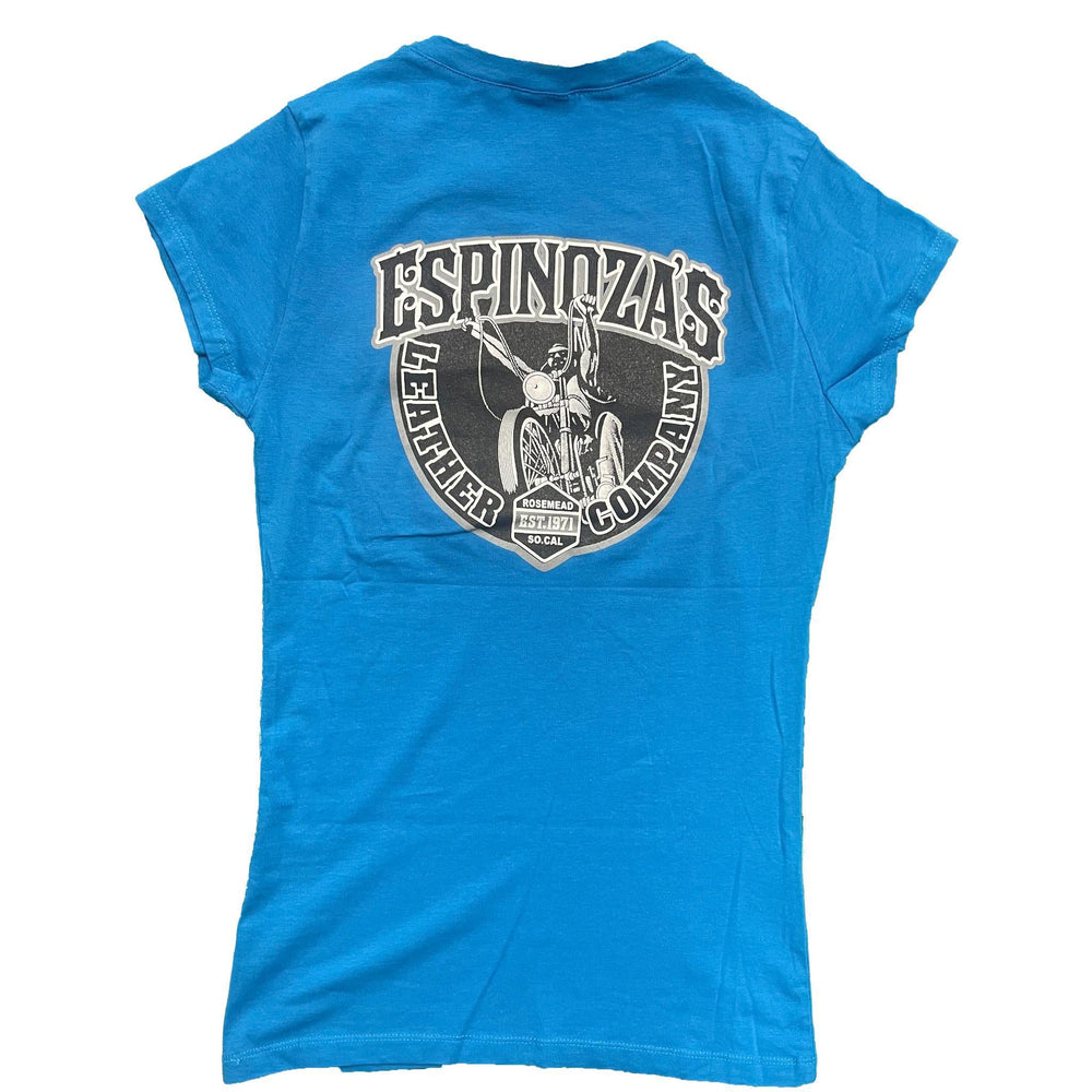 Classic Logo Women's V-Neck Light Blue - Espinoza's Leather