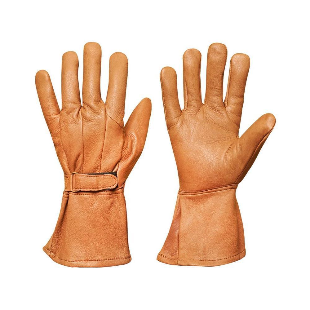 Deer Skin Brown Leather Gauntlet Gloves 822 - Espinoza's Leather