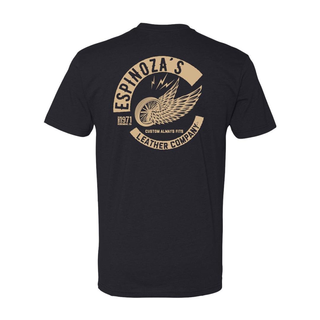 Espinoza’s Men’s Winged Wheel T-Shirt - Black - Espinoza's Leather