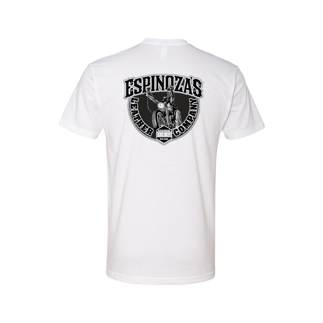 Espinoza's Traditional Logo S/S T-Shirt -White - Espinoza's Leather