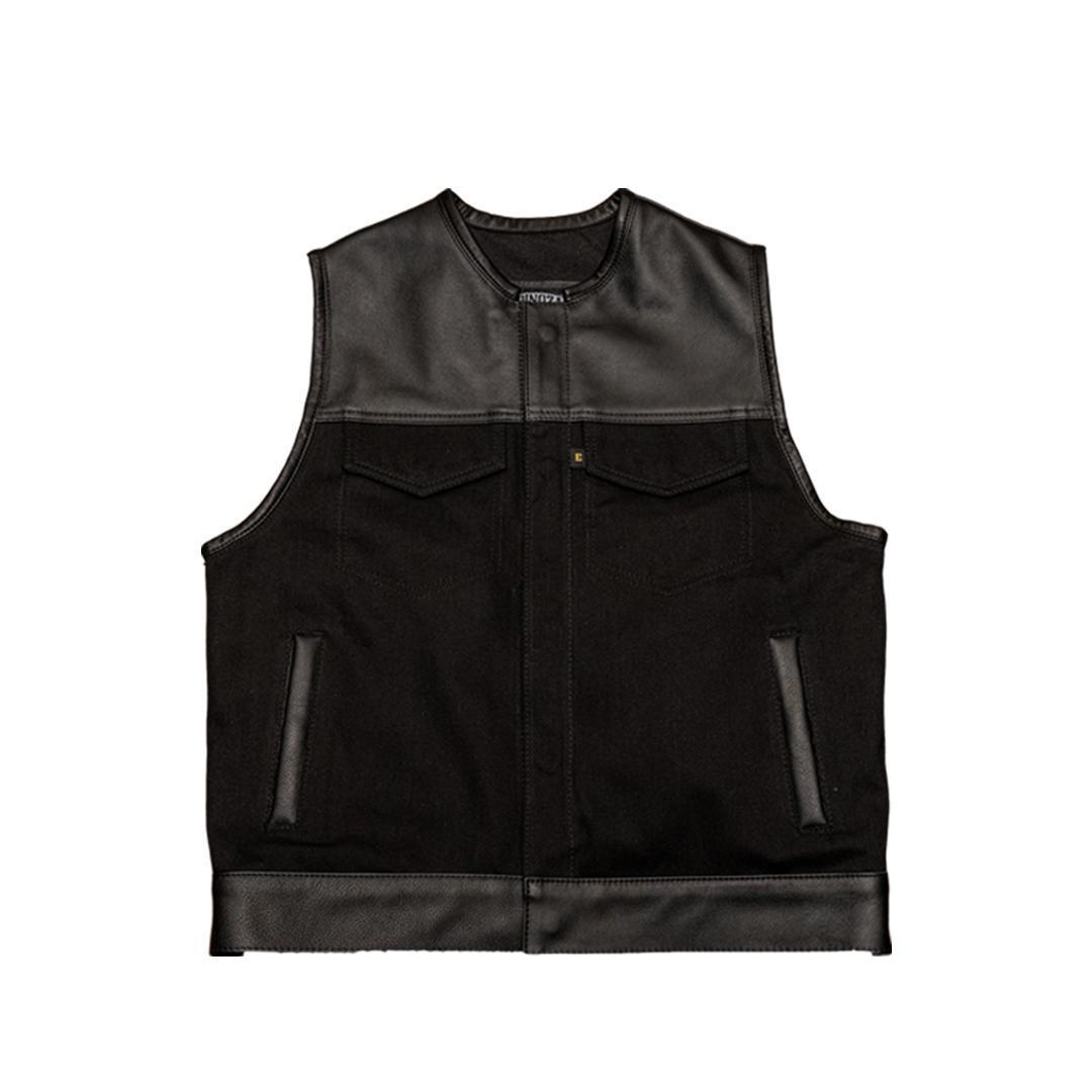 "In Stock" Black Denim Hybrid Vest - Espinoza's Leather