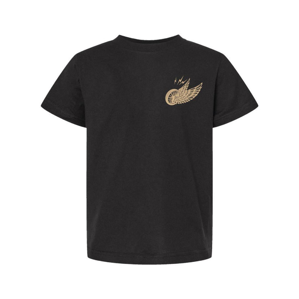 Kids Winged Wheel T-Shirt - Black - Espinoza's Leather