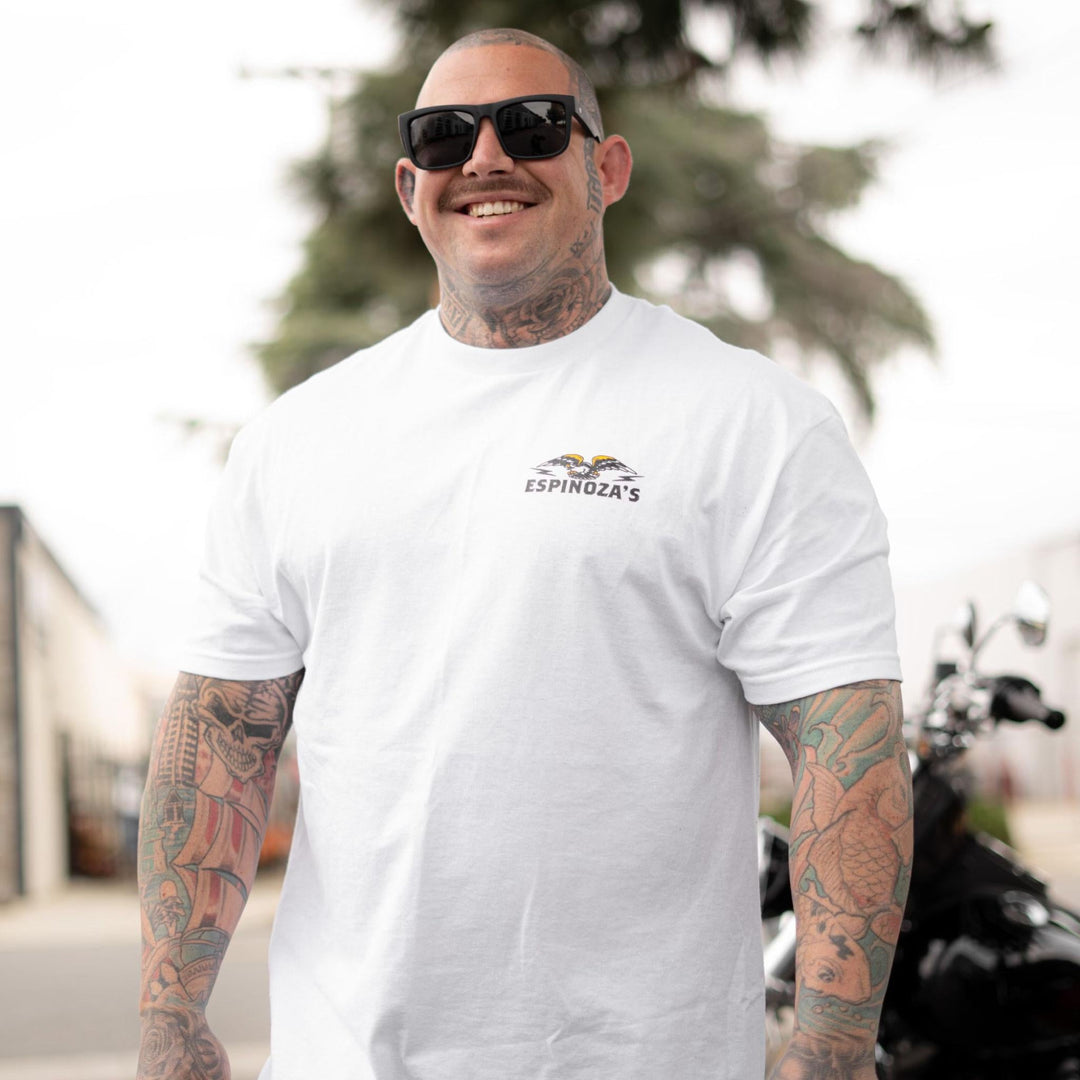 Men's White Moto Eagle Spring Release T-Shirt - Espinoza's Leather