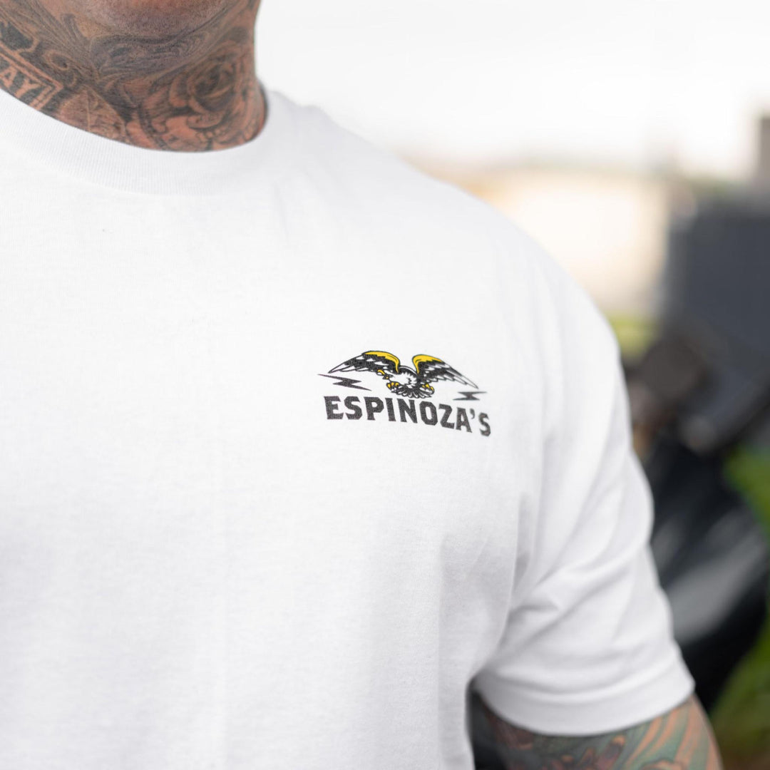 Men's White Moto Eagle Spring Release T-Shirt - Espinoza's Leather