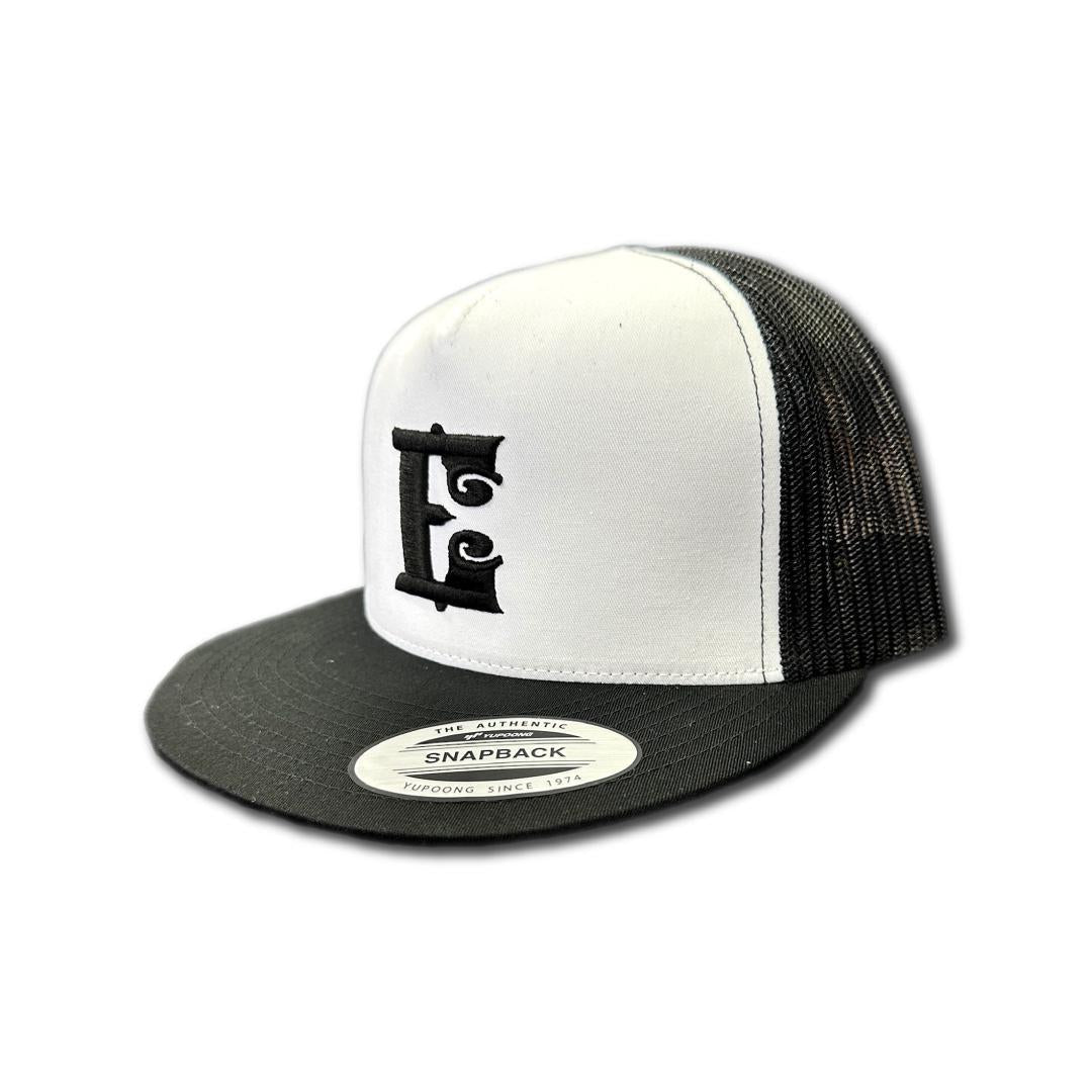 New Black On White Trucker Hat - Espinoza's Leather