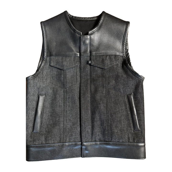 Stonewash Denim Hybrid Vest - Espinoza's Leather