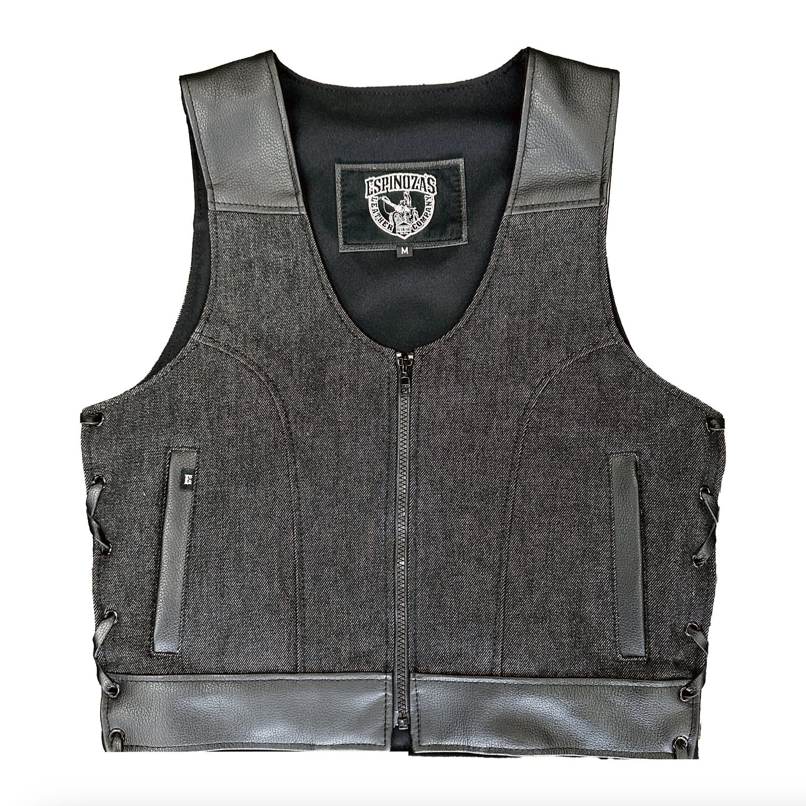 The Bonnie Hybrid Vest With Stonewash Denim – Espinoza's Leather