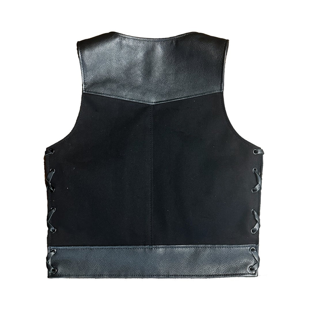 The Bonnie Hybrid Vest With Bull Denim - Espinoza's Leather