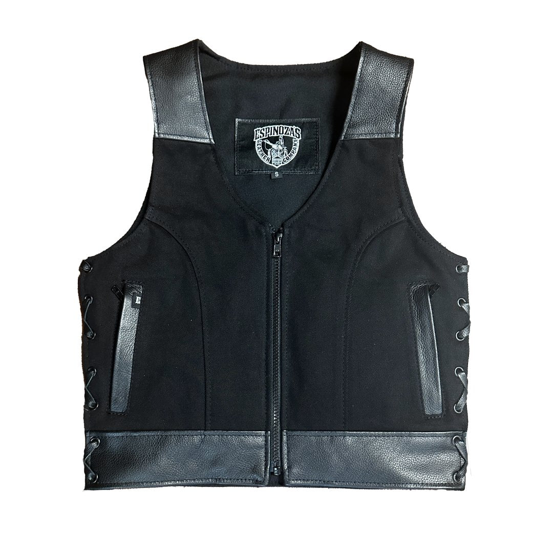 The Bonnie Hybrid Vest With Bull Denim – Espinoza's Leather