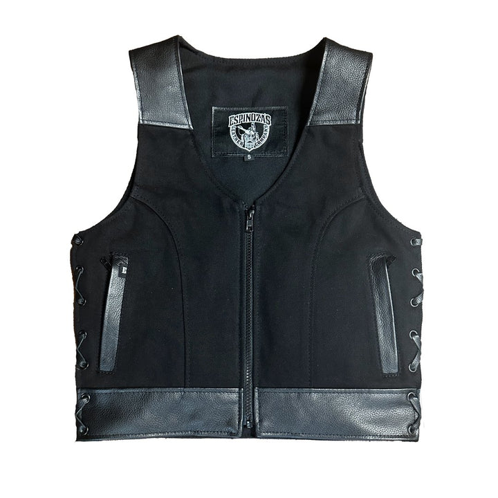The Bonnie Hybrid Vest With Bull Denim - Espinoza's Leather