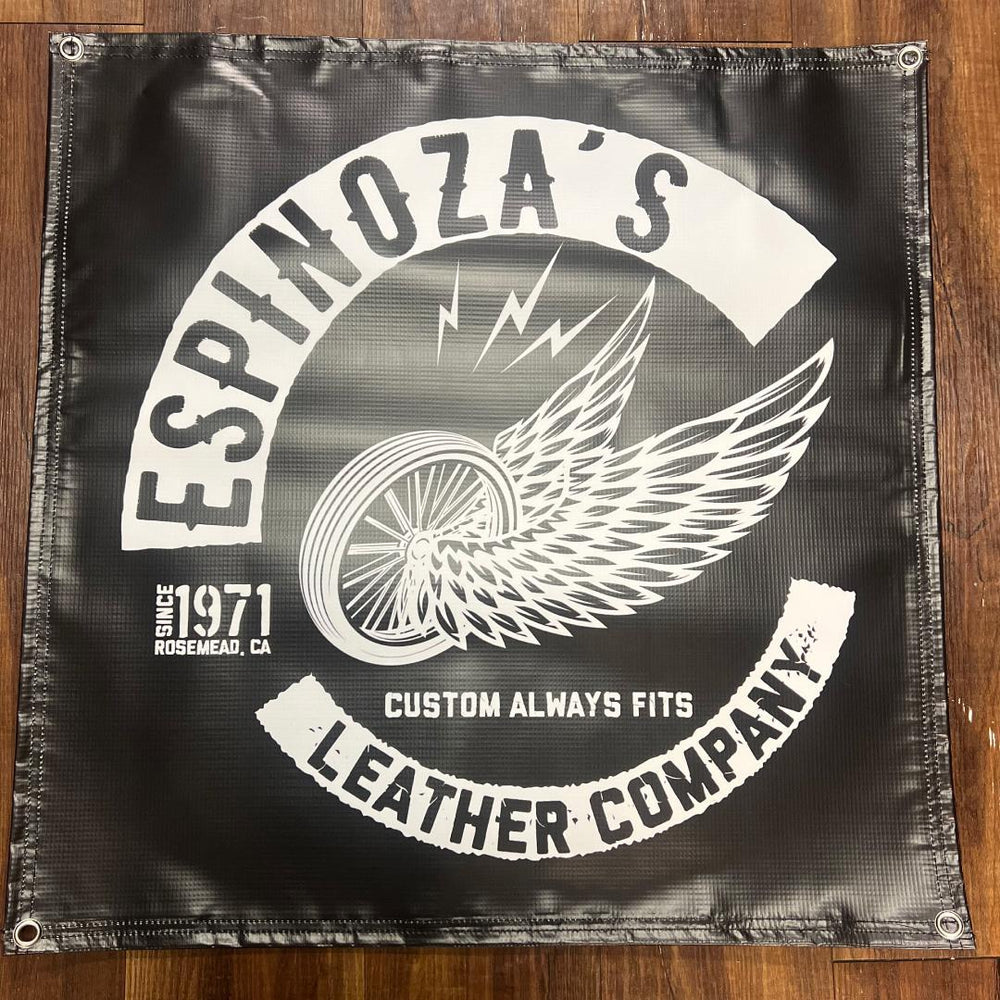 Winged Wheel Garage Banner - Espinoza's Leather